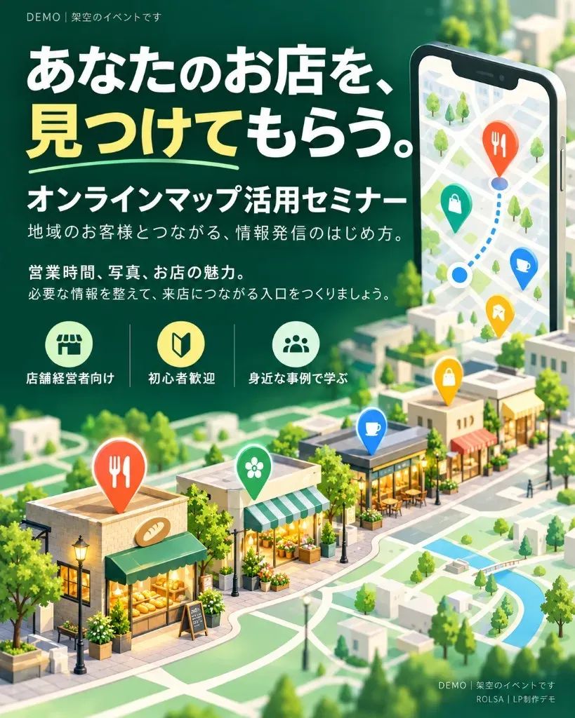 オンラインマップ活用セミナー デモLPのメイン画像
